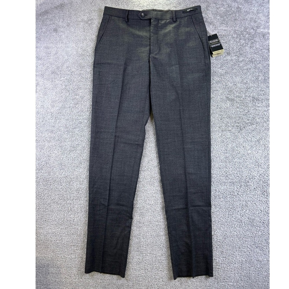 Jos A Bank Traveler Tech Pants Performance Slim Fit Gray Sz 35R Unhemmed Wool